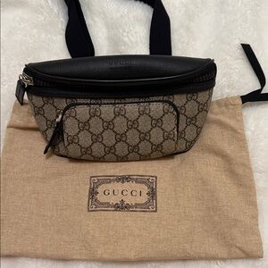 Gucci Monogram Black and Brown Waist Bag